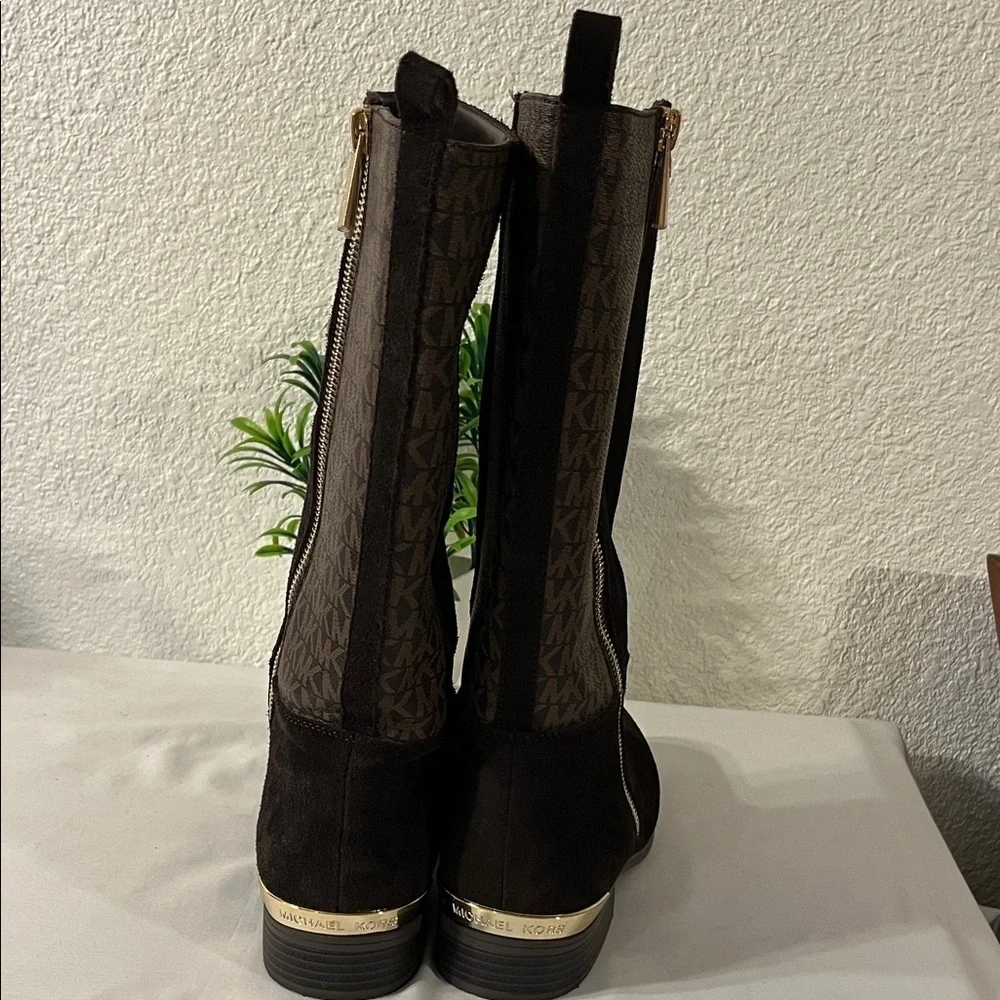 Michael Kors Black and Brown Monogram Boots used good condition
